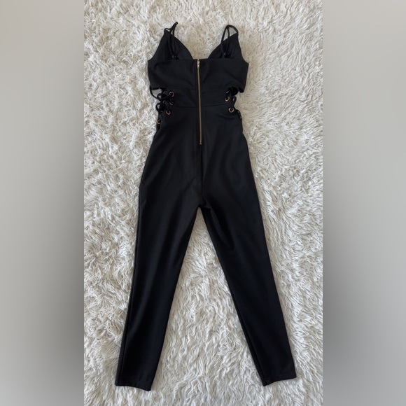 a'gaci Black Jumpsuit with Lace-Up Detailing - Picture 7 of 8